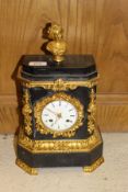 A 19th Century French black marble and gilt brass embellished mantel clock,