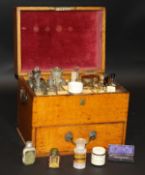 A 19th century oak chemist's / pharmacist's travelling medicine cabinet,