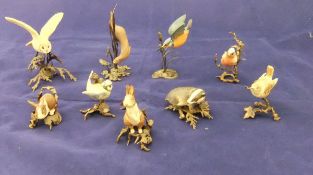 Six various Albany porcelain and metal animal figures and three similar BFA figures (9)
