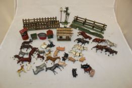 A large collection of vintage lead toy farm animals to include examples by Britain,