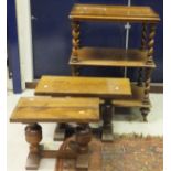 A three tier mahogany whatnot with barley-twist supports,