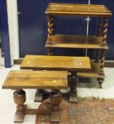 A three tier mahogany whatnot with barley-twist supports,