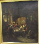 IN THE MANNER OF DAVID TENIERS THE YOUNGER (1610-1690) "Inn scene with topers at a table",