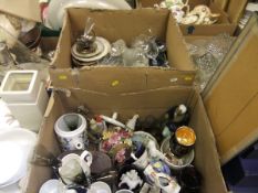 Two boxes of miscellaneous china, glass and other wares,