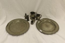 Two 18th Century pewter chargers,