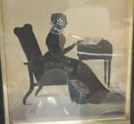 ENGLISH SCHOOL "Silhouette of a lady on a chair at a reading table",