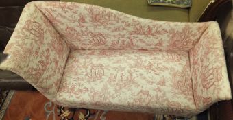 A chaise longue upholstered in white and pale red patterned fabric CONDITION REPORTS