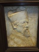 AFTER GEORGE FRAMPTON (1860-1928) "Study of bearded priest in cassock", plaster relief,