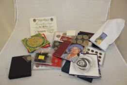 A box containing a large collection of modern commemorative coinage / medallions to include a Diana