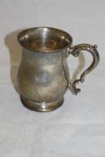 A modern silver baluster shaped mug bearing initials "MJCT" or possibly "MHT" (by Barker Ellis