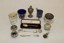 A collection of various silver and white metal wares,