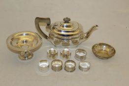 A silver teapot (London, 1947), a silver pedestal dish,