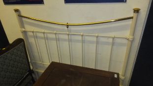 A modern cream painted and brass double bed frame CONDITION REPORTS No base.