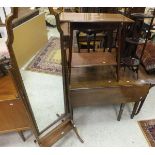 A 19th Century oak gate-leg dining table, a mahogany and inlaid two tier occasional table,