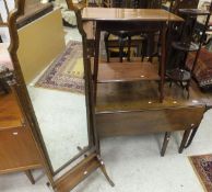 A 19th Century oak gate-leg dining table, a mahogany and inlaid two tier occasional table,