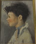 SINIA DE BENEDICTUS "Head and shoulder study of a young boy", oil,