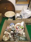 Three boxes of miscellaneous wares, to include a small urn, various decorative china wares,