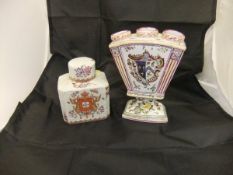 A circa 1900 French faience bough pot with armorial decoration,