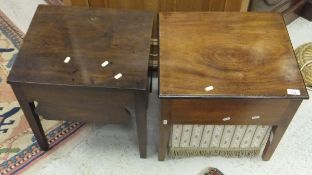 A mahogany commode converted to a work box,