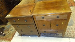 A mahogany chest of three drawers on splayed bracket feet, together with a mahogany night table,