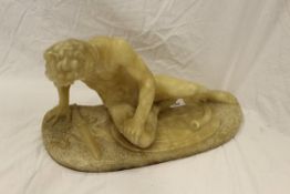 A carved alabaster figure "The Dying Gaul",