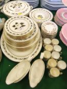 A Royal Worcester "Bernina" pattern part dinner service and a set of nine gilt and oxide red