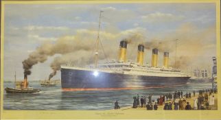 AFTER S W FISHER "Titanic, Maiden Departure", limited edition colour print, No'd.