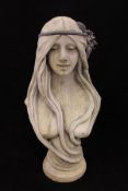 A Tudor Gate "Naiad the water nymph" composite stone Art Nouveau style figure,