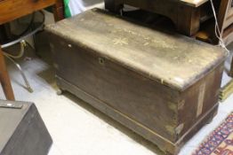 A 19th Century teak military chest, the top inscribed "L:Col: Burmeister,