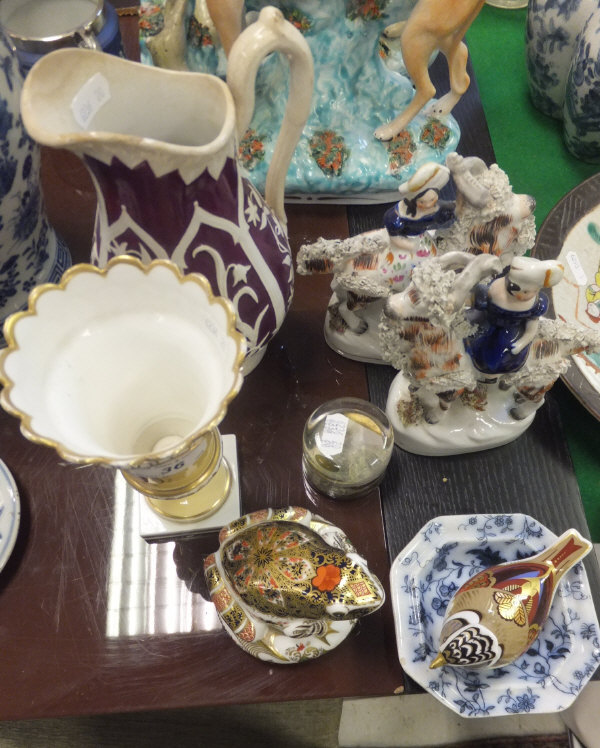 A collection of decorative china wares to include a Royal Crown Derby "Old Imari Frog" limited