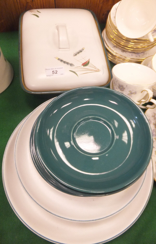 A collection of Denby "Greenwheat" table wares, to include dinner plates, salad plates,
