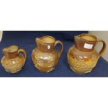 Three 19th Century stoneware harvest jugs CONDITION REPORTS All three have chips to