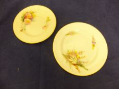 Three various Worcester floral spray painted plates
