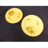 Three various Worcester floral spray painted plates