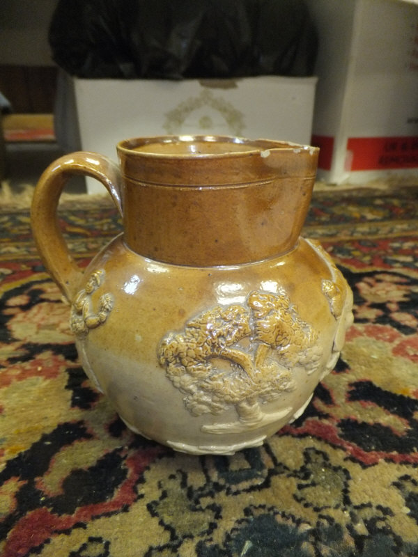 Three 19th Century stoneware harvest jugs CONDITION REPORTS All three have chips to - Image 8 of 10