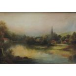 BM FORD "Yorkshire river scene with church and hamlet in background", oil on canvas,