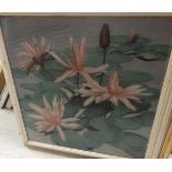 STILES "Study of Lilies" reverse painting on glass, together with AFTER WILKIE "Rent Day",