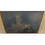 ALEXANDER WALLACE RIMMINGTON (1854-1918) "Gloucester Cathedral", watercolour,