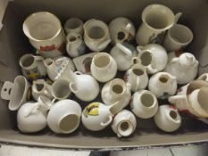 Three boxes of crested china to include W H Goss, to include teapot stand, various vases, jugs,