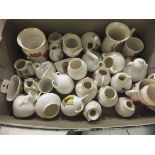 Three boxes of crested china to include W H Goss, to include teapot stand, various vases, jugs,