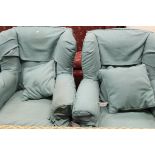 A Victorian three seater sofa and two matching armchairs,
