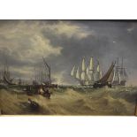 IN THE MANNER OF ADOLPHUS KNELL "Sea faring scene with tall masted ships,