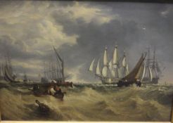 IN THE MANNER OF ADOLPHUS KNELL "Sea faring scene with tall masted ships,