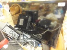 A Samsung flatscreen television, DVD player, Sony speakers,