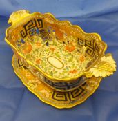 A 19th Century Spode style pottery Japan pattern basket on stand, a 19th Century sucrier,