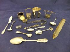 A collection of small silver wares including two Georgian vinaigrettes of plain form,