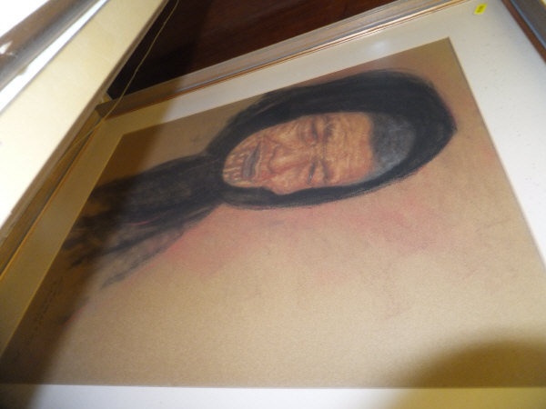 KRISTEN ZAMBUCKA "Old Maori Woman", a head and shoulders study, charcoal pastel, - Image 13 of 14
