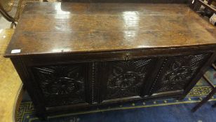 A 17th Century oak coffer,