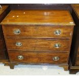 A 19th Century mahogany chest of three long graduated drawers,