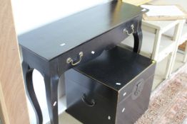 An OKA black painted Chinese style chest,